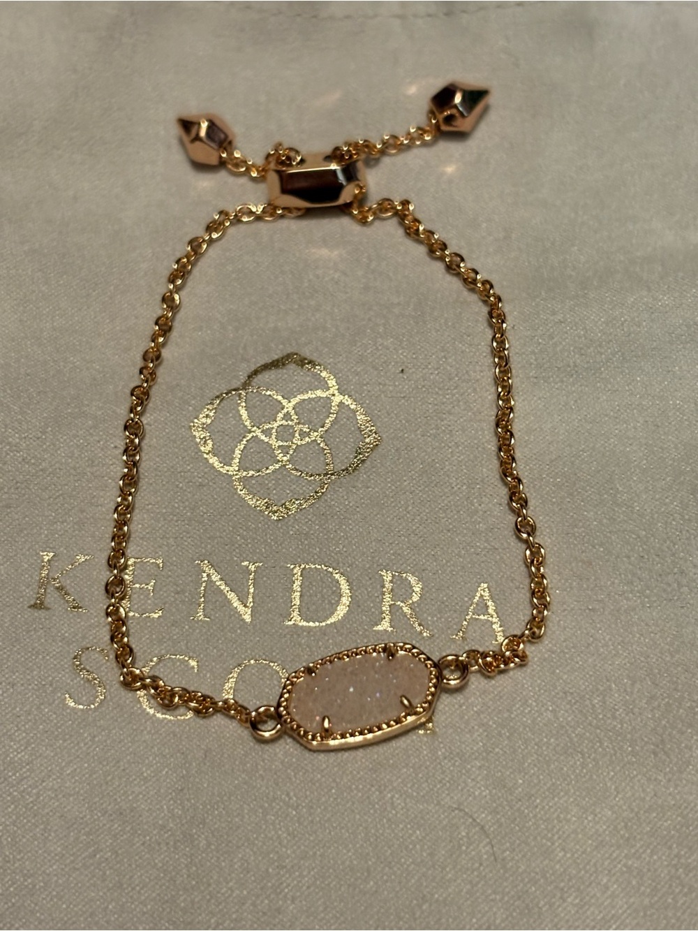 Kendra Scott Rose Gold Bracelet with Light Druzy Stone